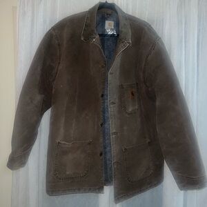 Vintage 90s Carhartt Flannel Lined Chore Jacket Mens Size XL Brown
